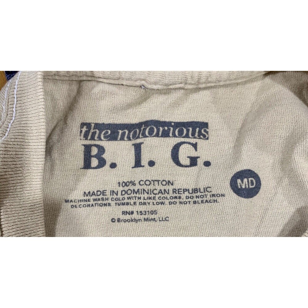 The Notorious B.I.G. Biggie Smalls Tan Graphic Short Sleeve T Shirt Mens Medium - Picture 4 of 5